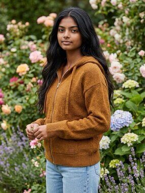 ZENANA - Rust Color Hoodie Size Large